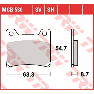 Zadní brzdové destičky TRW / Lucas Yamaha XVS 1100 Drag Star Classic 2003 - 2007 směs SH – Sleviste.cz