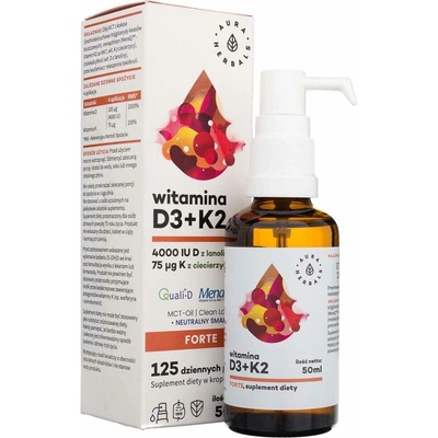 Aura Herbals Vitamín D3 4000 IU + K2 MCT kvapky 50 ml