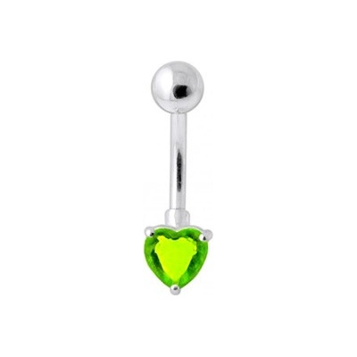 Šperky4U stříbrný piercing do pupíku světle zelený zirkon BP01022-G