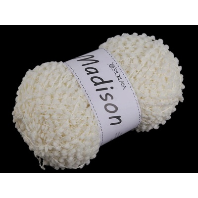 Pletací příze nopková Madison 100 g, střední, 2 krémová světlá