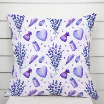 Biante PML-055 Levandule a srdcia na bielom 45 x 45 cm