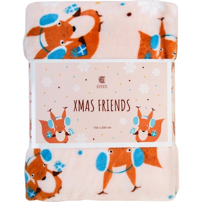 Essex Deka z mikrovlákna X-Mas Friends motiv veverka se sluchátky 150x200