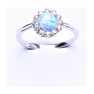 Čištín Stříbrný světle modrý syntetický opál čiré zirkony T 1495