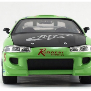 Jada Toys 253203007 Mitsubishi Eclipse 1995 Fast & Furious Brian tuningový model v mierke so spojlerom otváracími dverami kapotou a kufrom voľnobeh zelený 1:24