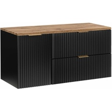 Comad Koupelnová skříňka pod deskové umyvadlo s košem na prádlo Adel Black SET-ADB B WOTAN LB 120 černá/dub wotan