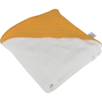 Bébé Douceur Жълта муселинова детска хавлия с качулка 75x75 cm - Bébé Douceur (6TEX238MO)