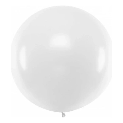 PartyDeco Guľatý latexový Jumbo balón 1m biely