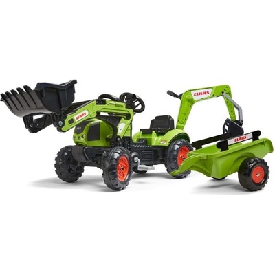 Детски трактор за яздене 2040N Claas Arion 410 с товарач, багер и ремарке