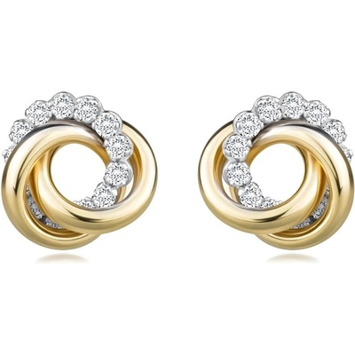 Šperky eshop zlaté náušnice ve směsovém zlatě uzel s čirými zirkony puzetky S5GG256.42