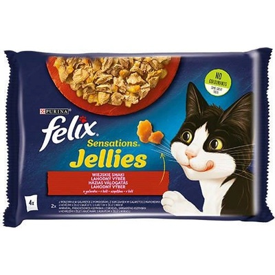 Felix Sensations Countryside Jelly s príchuťou hovädzieho a kuracieho mäsa 4 x 85 g