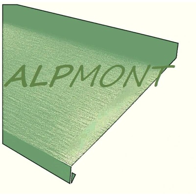 Parapet venkovní r.š.333mm - pozink Lakovaný RAL 6021 bledězelená s folií dl.2m
