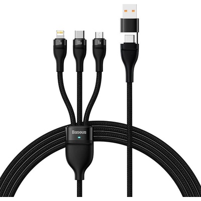 Baseus CASS030101 USB-A (M) amp; USB-C (M) - Micro-USB (M) 18 W amp, USB-C (M) 100 W amp, Lightning (M) 20 W, 1,2m, černý