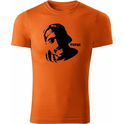 Tričko Tupac Shakur pánske oranžová čierne