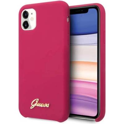 GUESS Hard Silicone Case - силиконов (TPU) калъф за iPhone 11 (червен)