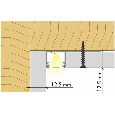 ML-761.335.05.3 Hliníkový profil pro sádrokartony AW 47x15 mm včetně mléčného difuzoru 3 m