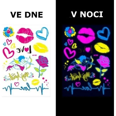 Sybby Dočasné tetování neonové Love formát A5