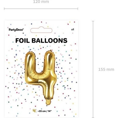 balónek nafukovací číslo 4 35 cm fóliový