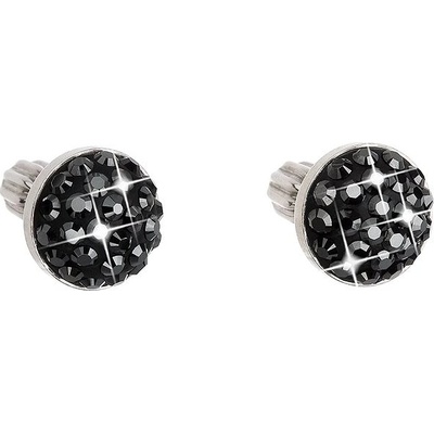Evolution Group strieborné náušnice pecka s krystaly Swarovski černé kulaté 31336.5 hematite