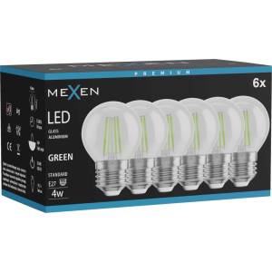 Mexen Vintis 6x LED филаментна крушка E27, G45, 4W, 55 lm, зелена - L156-E27-04XX-46x06 (L156-E27-04XX-46x06)