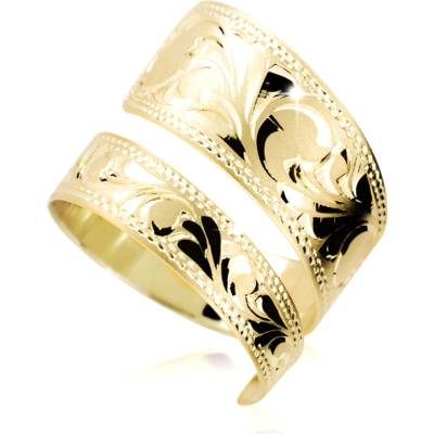 Cutie Jewellery gold Zlatý ručně porývaný prsten M428 Žlutá