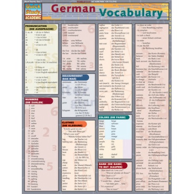 German Vocabulary Laminate Reference Chart