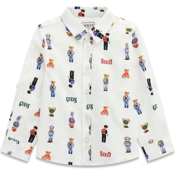 GUESS Бяла риза за мини момче с многоцветни мечета Guess