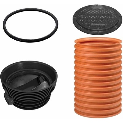 Axedo 600 Revizní kanalizační šachta korugovaná sestava U DN 600 dno přímé DN 160 roura 1 m,poklop pochozí 1,5t – Hledejceny.cz