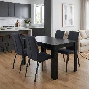 TopMebel Трапезен комплект 5 части Darlen - Fina TopMebel sencron в черен цвят - антрацит 125x72x74cm