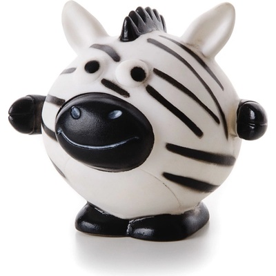 JK ANIMALS vinylová lopta zebra biela pískacia hračka pre psov ideálna pre aktívnu hru 10 cm