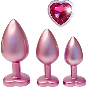 DreamToys Dreamtoys Gleaming Love - комплект сърцевидни анални тапи (розов) - lovesexshop