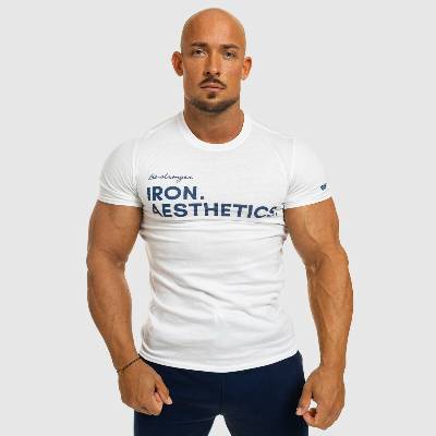 Pánske fitness tričko Iron Aesthetics Be Stronger biele biela