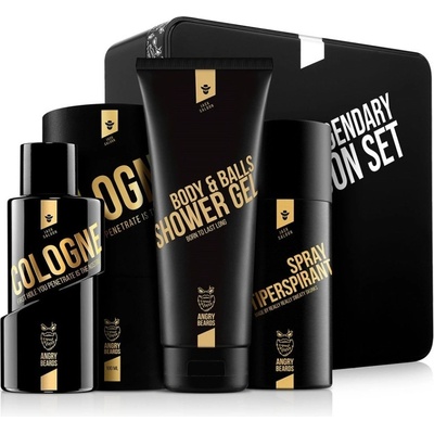 Angry Beards Legendary Angry Beards Jack Saloon Cologne EDC 100 ml + Angry Beards Jack Saloon Shower Gel hydratační sprchový gel 230 ml + Angry Beards Jack Saloon Antiperspirant antiperspira – Zboží Dáma