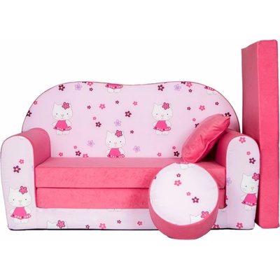 FIMEX Rozkládací dětská pohovka s bobkem a polštářkem Hello Kitty Růžová – Hledejceny.cz
