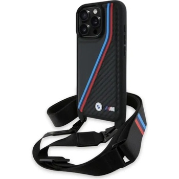 BMW M Edition Carbon Tricolor Lines & Strap Case за iPhone 16 Pro Max - черен (3666339324391)