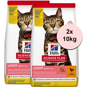 HILL'S Hill s Science Plan Light гранули за възрастни котки с пиле 2 x 10 кг