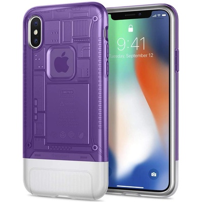 Spigen Classic C1 Case - хибриден кейс с висока степен на защита за iPhone XS, iPhone X (лилав)