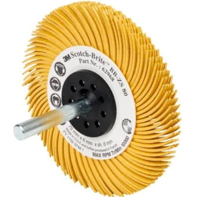 3M 62968 BB-ZS Radiální štětinový kartáč na stopce, Scotch-Brite, žlutý, P80+, 75 mm