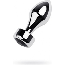 TOYFA Strieborný análny kolík Kov s čiernym drahokamom okrúhleho tvaru dĺžka 8,2 cm priemer 2,5-3,8 cm 210 gr