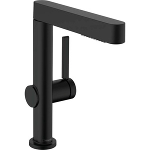 Hansgrohe Finoris - Смесител за мивка 230, с Push-Open изпразнител и изтеглящ се душ, EcoSmart, черен мат 76063670 (76063670)