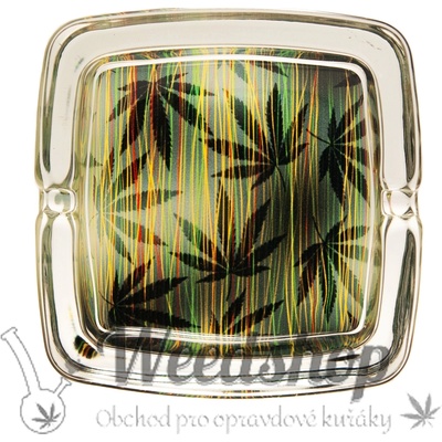 WeedShop Sklenený hranatý popolník Child Leaves Child Leaves 1