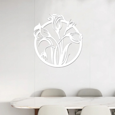 dřevo života Dřevěný obraz s TULIPÁNY Rozměry (cm): 40x44, Zvolte barvu dekoru: Bílá
