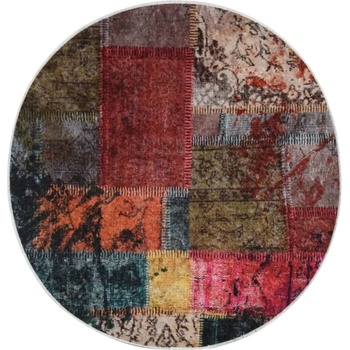 Image 1 of vidaXL Килим, миещ се, пачуърк, φ120 см, пъстър (337969)