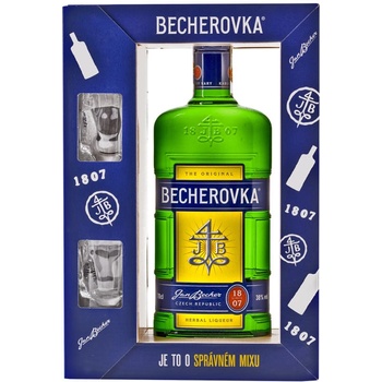 Becherovka 38% 0,7 l (dárkové balení 2 sklenice)