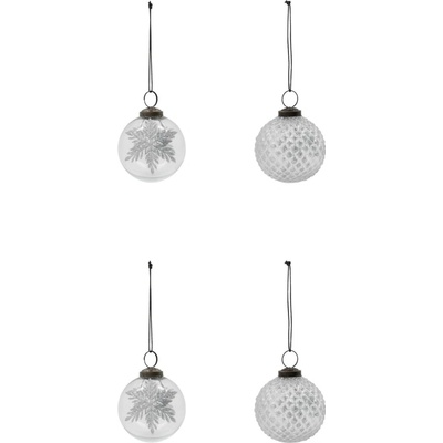 House Doctor Vánoční ozdoba Snowi Clear Silver set 4 ks stříbrná barva sklo