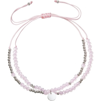 Pavona Textilní náramek růžové korálky 13038.3 pink