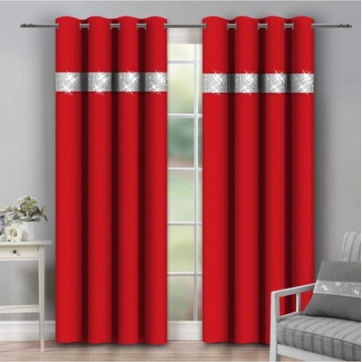 Mondo Italia Záves na kruhoch so zirkónmi 140x250 cm červený Červená 140x250 cm