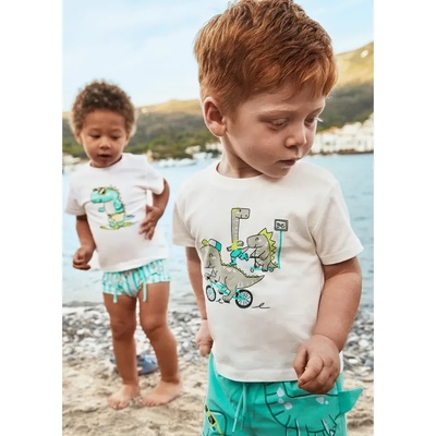 MAYORAL Тениска къс ръкав mix Dino в цвят сметана за мини момче Майорал