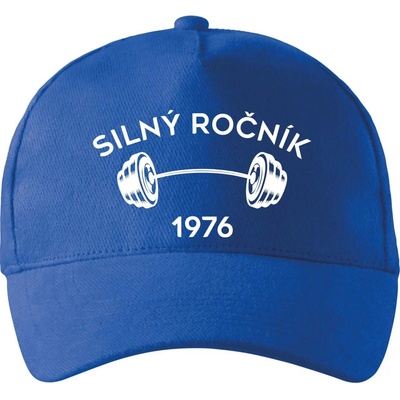 Silný ročník Letopočet 1976 se zahnutým kšiltem a mosaznou sponou Královská modrá