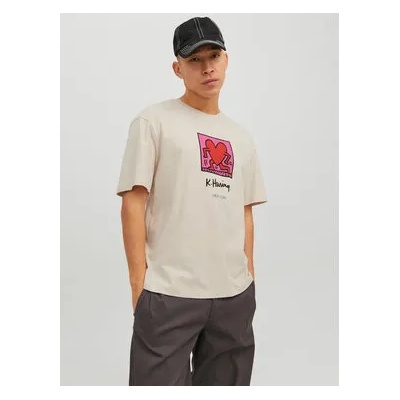 JACK & JONES Тишърт Keith Haring 12230685 Бежов Relaxed Fit (Keith Haring 12230685)