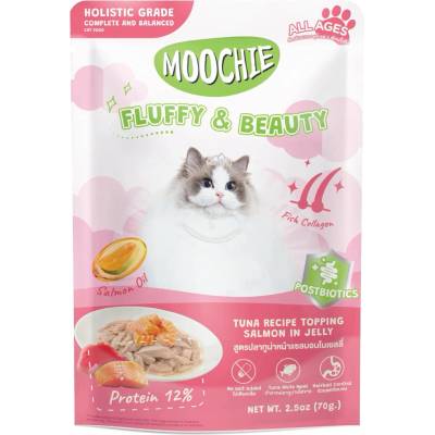 MOOCHIE Tuna Recipe Topping Salmon In Jelly krmivo Fluffy & Beauty 70 g
